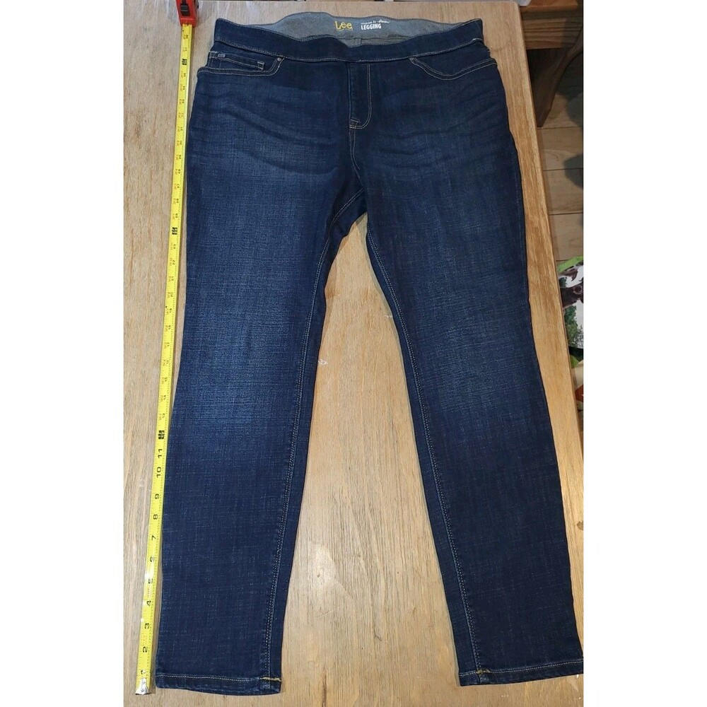 Lee Modern Series The Dream Leggings Midrise Blue Denim Jean Stretch 14 Short